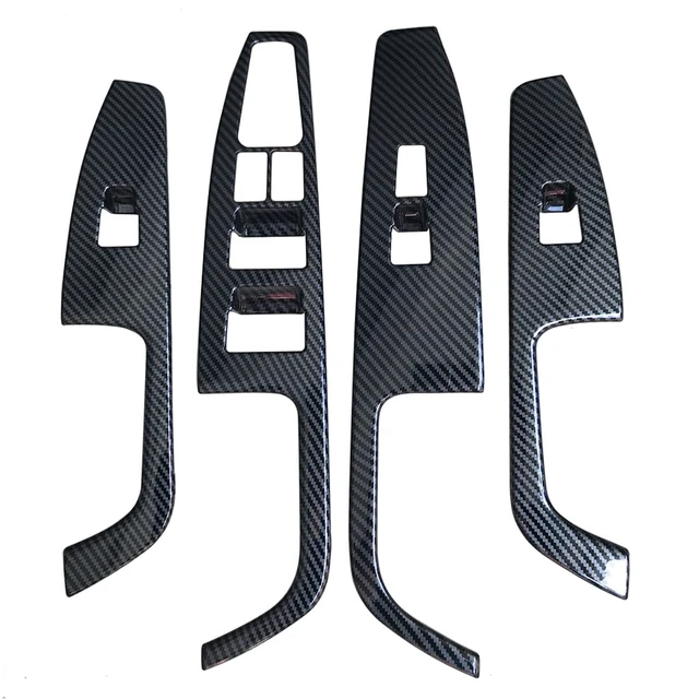 Alt view image 4 of 7 - 4pc Carbon Fiber Color Automobile Door Window Control Panel Cover Trim Fit for Hyundai Elantra 2017 2018 2019 2020 North American Version Rear Door Without seat Heating