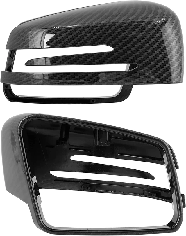 Alt view image 4 of 6 - Pair New Exterior Rear View Mirror Housing Door Wing Mirror Covering Cap Carbon Fiber Pattern for Mercedes Benz a B C E GLA Class W204 W212