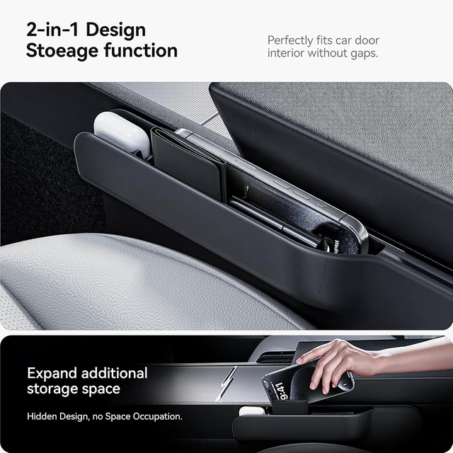 Alt view image 3 of 7 - 2-in-1 Car Steering Wheel Desk Tray & Car Seat Gap Filler Organizer Foldable Carbon Fiber Look Table for Laptop, Eating Food, Writing for Standard Round Steering Wheels