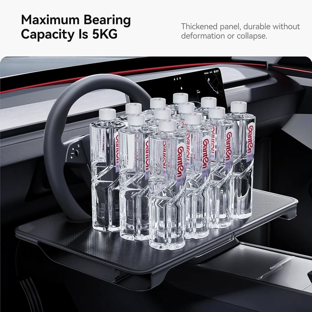 Alt view image 7 of 7 - 2-in-1 Car Steering Wheel Desk Tray & Car Seat Gap Filler Organizer Foldable Carbon Fiber Look Table for Laptop, Eating Food, Writing for Standard Round Steering Wheels