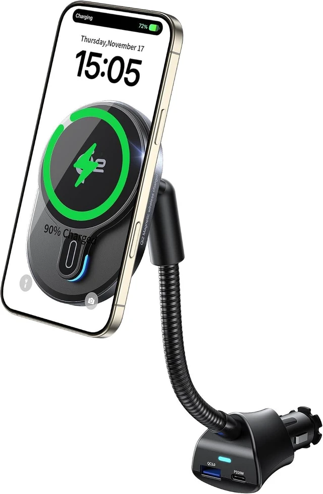 Main image of Qi2 15W Magnetic Car Charger, PD20W & QC18W Ports, Strong Hold for iPhone