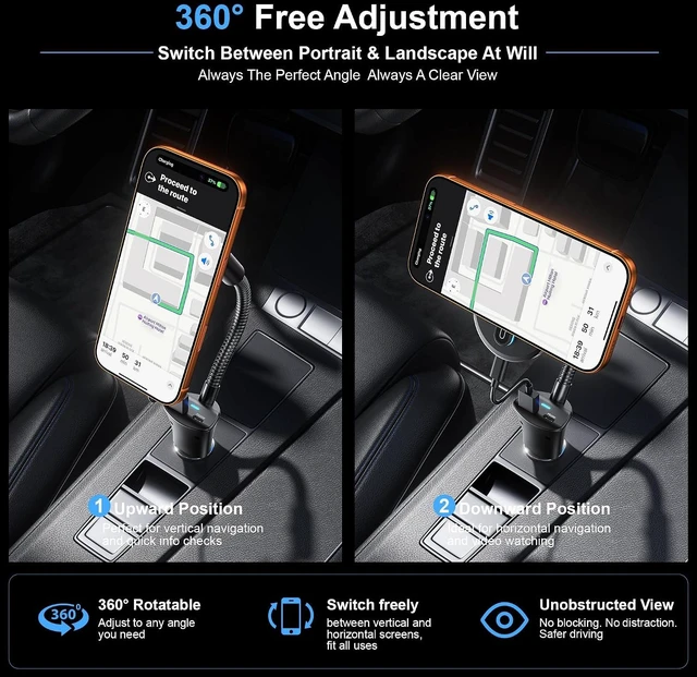 Alt view image 4 of 7 - Qi2 15W Magnetic Car Charger, PD20W & QC18W Ports, Strong Hold for iPhone