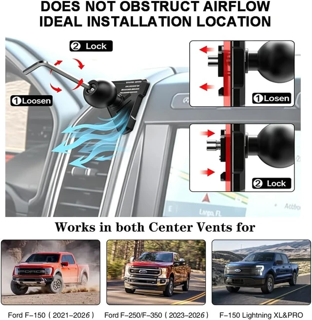 Alt view image 2 of 7 - Aluminum Vent Phone Mount Compatible with Ford F150 (2021-2026)