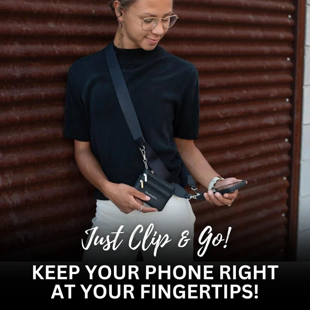 Alt view image 2 of 7 - Clip & Go Phone Lanyard Crossbody Strap with Wallet, Black