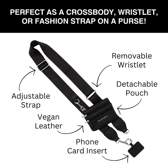 Alt view image 3 of 7 - Clip & Go Phone Lanyard Crossbody Strap with Wallet, Black