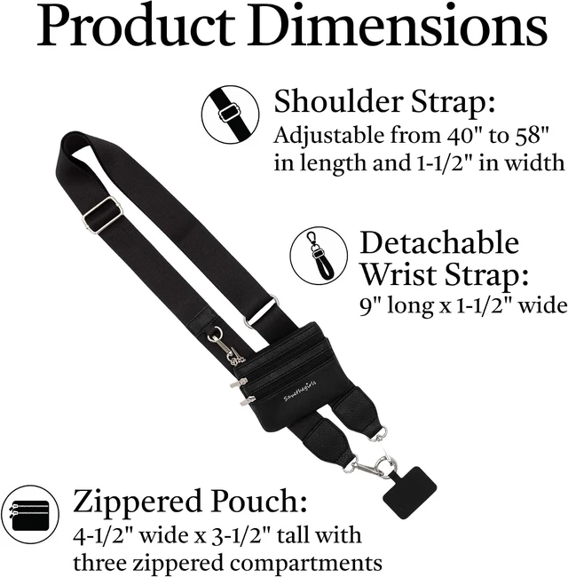 Alt view image 7 of 7 - Clip & Go Phone Lanyard Crossbody Strap with Wallet, Black