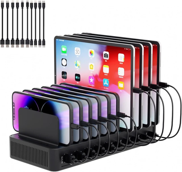 Main image of 60W Charging Station for Multiple Devices, 10-Port USB Fast Charger