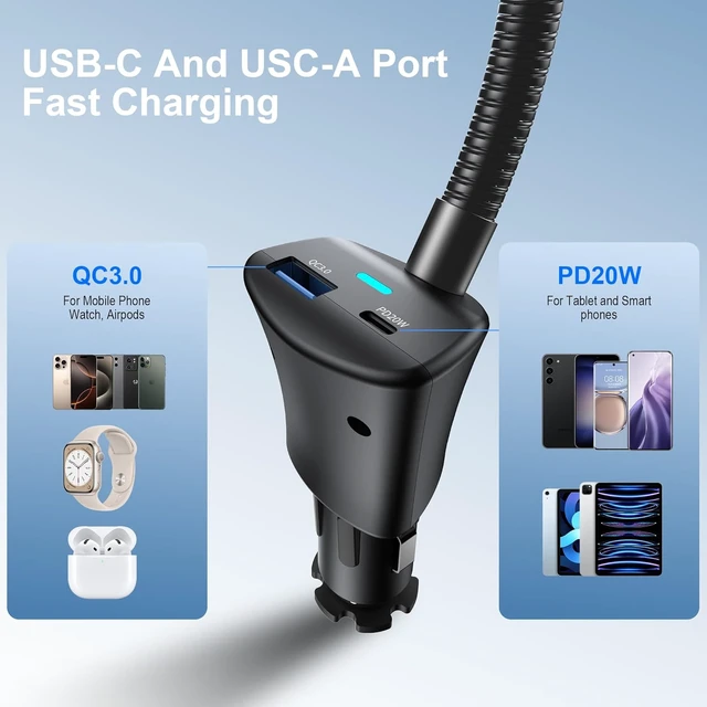 Alt view image 4 of 7 - for Magsafe 15W Car Mount Wireless Phone Charger Cigarette Lighter