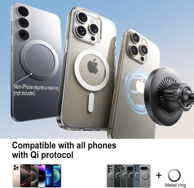 Alt view image 5 of 7 - for Magsafe 15W Car Mount Wireless Phone Charger Cigarette Lighter