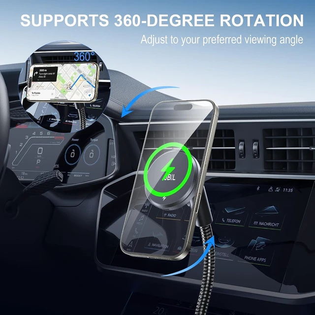 Alt view image 7 of 7 - for Magsafe 15W Car Mount Wireless Phone Charger Cigarette Lighter