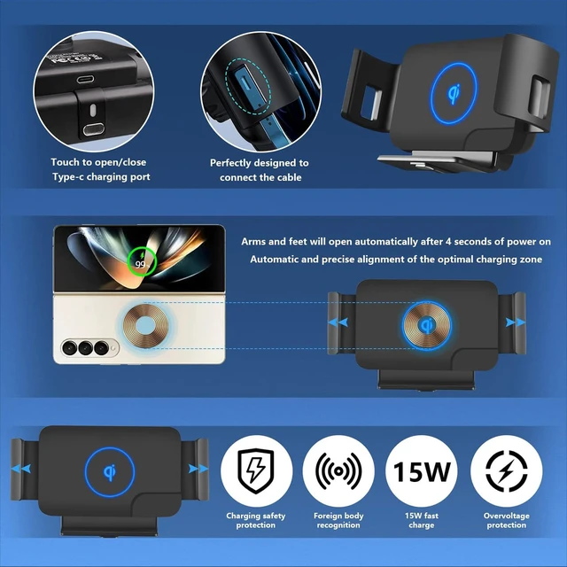 Alt view image 3 of 7 - Wireless Car Charger Mount, 15W Fast Charging Holder