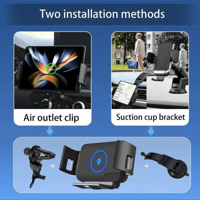 Alt view image 5 of 7 - Wireless Car Charger Mount, 15W Fast Charging Holder