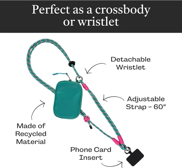 Alt view image 3 of 7 - Active Phone Lanyard Crossbody Rope Strap with Wallet, Teal