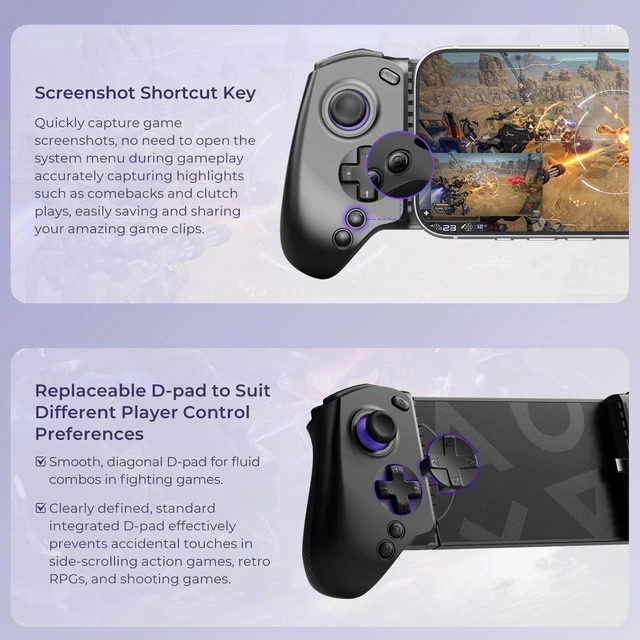 Alt view image 5 of 7 - S8 Lite Type-C Mobile Gaming Controller for iPhone 18 Pro Max/iPhone Duo, iPhone15/16/17, iPad Mini 6/7 Android Phones Tablets, Portable Gamepad with Hall Joystick, Hall Trigger, Customizable