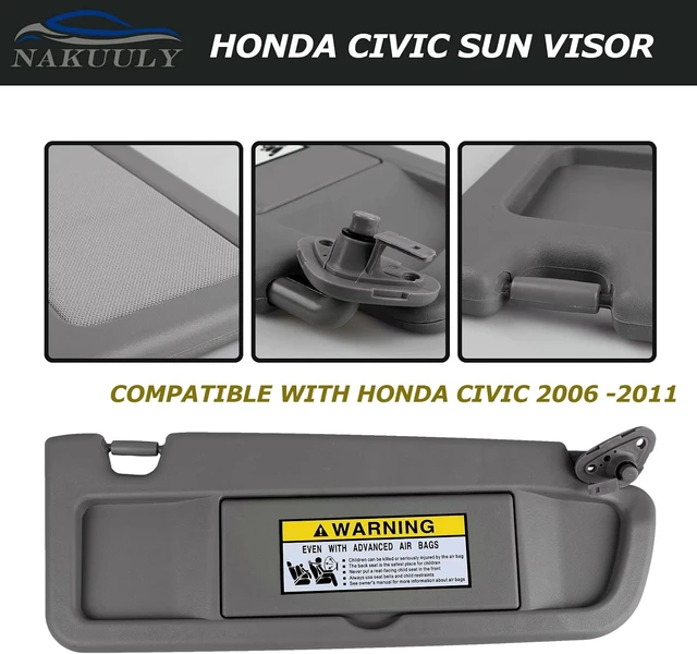 Alt view image 3 of 7 - Sun Visors Atlas Gray Compatible with Honda Civic 2006-2011 Pair