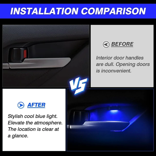 Alt view image 4 of 6 - LED Light for 2018-2023 2024 Toyota Camry Accessories Inner Door Handle Bowl Mood Lighting Decorative Interior Lamp 4PCS Blue