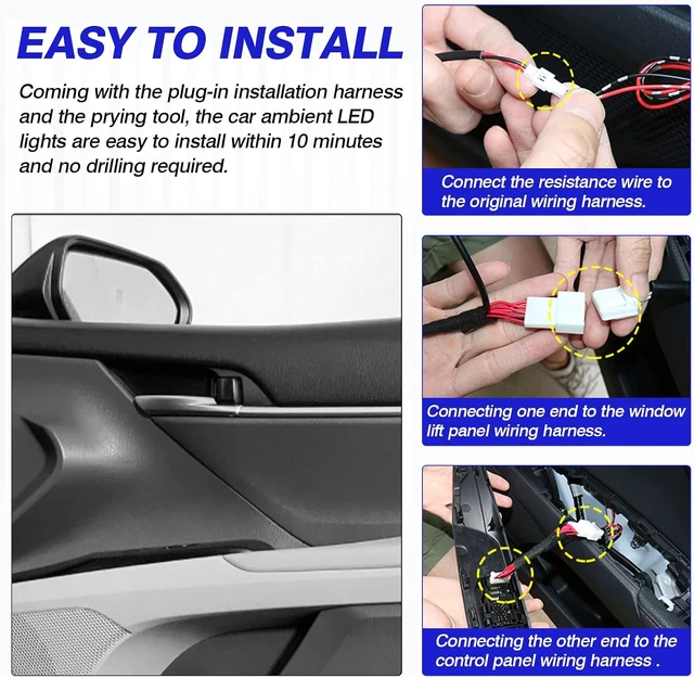 Alt view image 6 of 6 - LED Light for 2018-2023 2024 Toyota Camry Accessories Inner Door Handle Bowl Mood Lighting Decorative Interior Lamp 4PCS Blue
