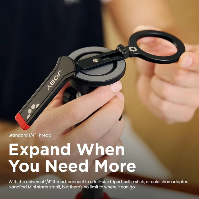 Alt view image 5 of 7 - NP01 Magnetic Phone Tripod, Pocket-Sized Mini Tripod Stand for iPhone for MagSafe, Quick-Flip Foldable Holder with Finger Ring & Selfie Stick Mode, Dual-Axis Adjustable Aluminum, 1/4"-20 Mount