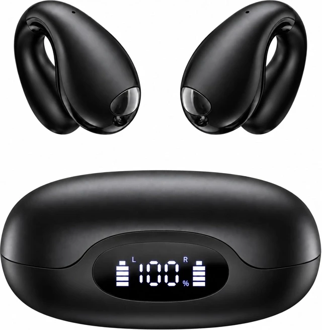 Main image of Ultra Open Ear Earbuds - Comfort Clip On Earbuds, Wireless Bone Headphones Design for Long Listening, Fast Charging for Running, Sports, and Travel, Graphite Black
