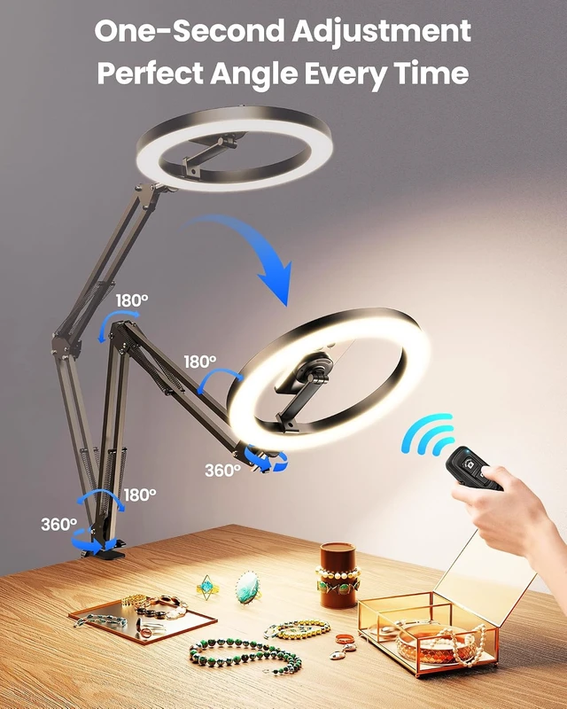 Alt view image 3 of 7 - Magnetic Ring Light Overhead Camera Phone Mount for Desk, 10 Selfie Light for iPhone with MagSafe-Compatible Phone Holder for Video Recording, Zoom Meeting, Live Streaming