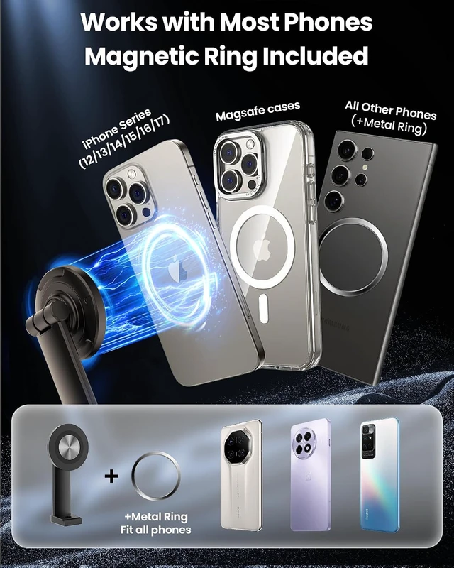 Alt view image 7 of 7 - Magnetic Ring Light Overhead Camera Phone Mount for Desk, 10 Selfie Light for iPhone with MagSafe-Compatible Phone Holder for Video Recording, Zoom Meeting, Live Streaming