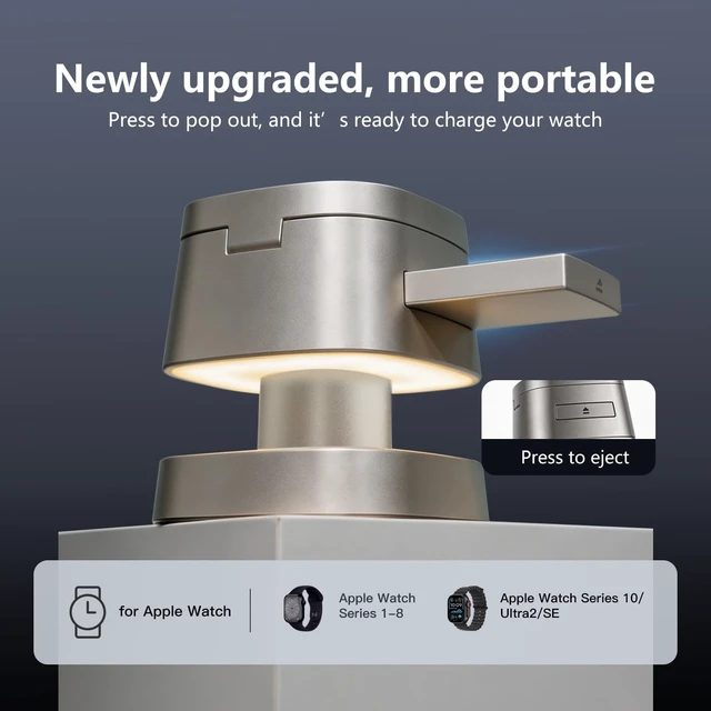 Alt view image 6 of 7 - 4 in 1 Charging Station for Devices, 3 in 1 Wireless Charger Stand with Night Light for iPhone 17/16/15/14/13/12 Pro Max, Watch AirPods, 15W MagSafe Magnetic Charging for Bedroom Office