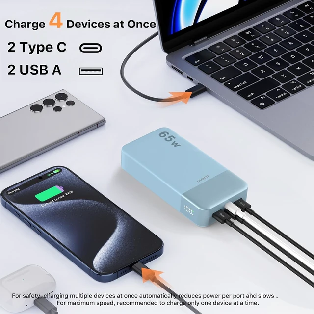 Alt view image 3 of 6 - Power Bank 65W 20000mAh Laptop Portable Charger