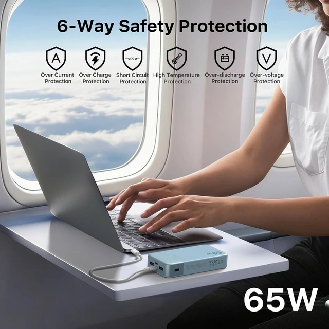 Alt view image 6 of 6 - Power Bank 65W 20000mAh Laptop Portable Charger