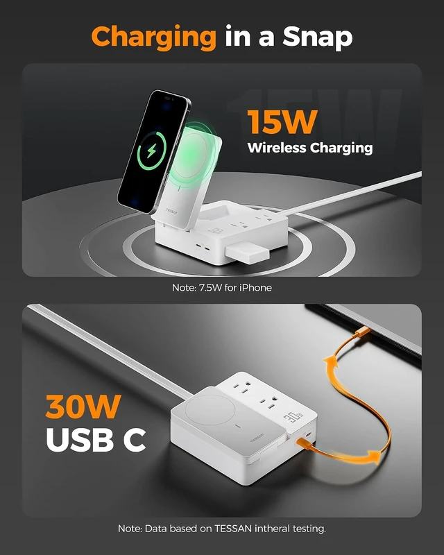 Alt view image 2 of 7 - Magic 30W Charging Station USB Phone Charger with Wireless Charging