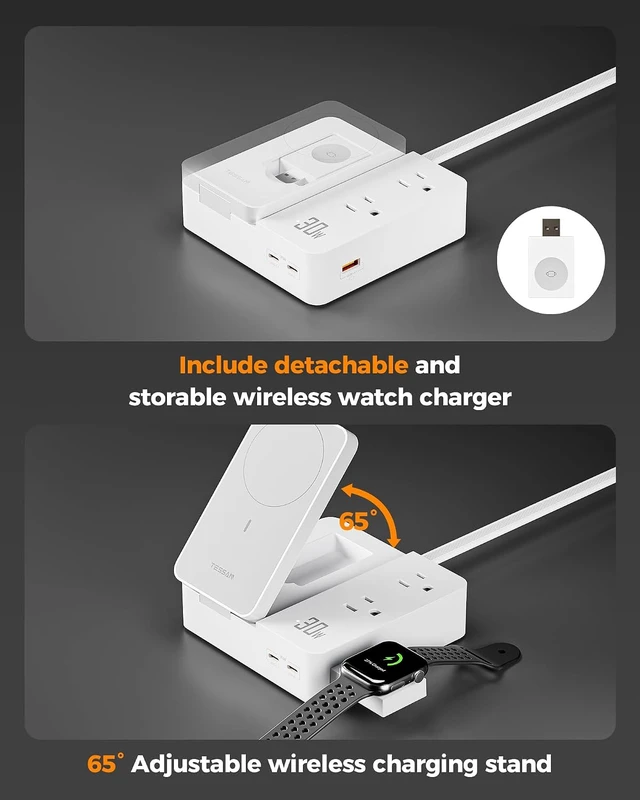 Alt view image 4 of 7 - Magic 30W Charging Station USB Phone Charger with Wireless Charging
