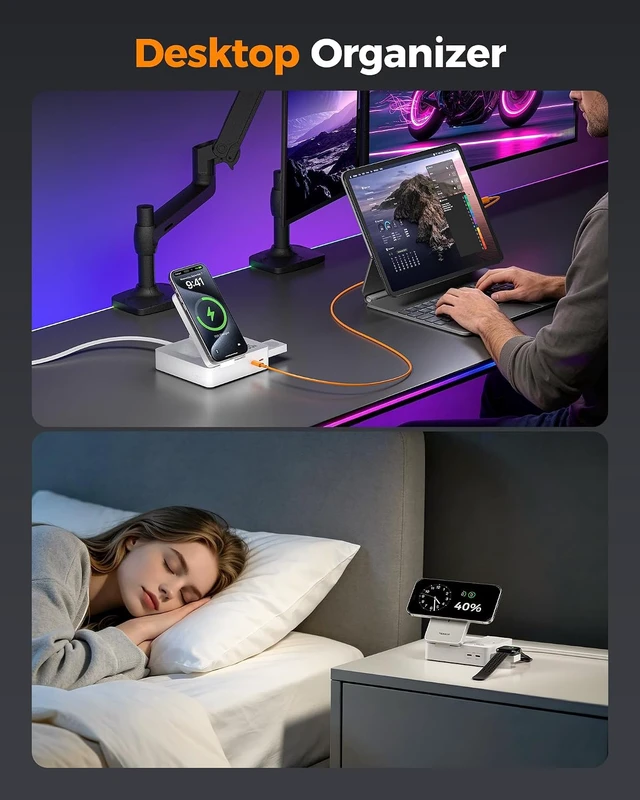 Alt view image 5 of 7 - Magic 30W Charging Station USB Phone Charger with Wireless Charging