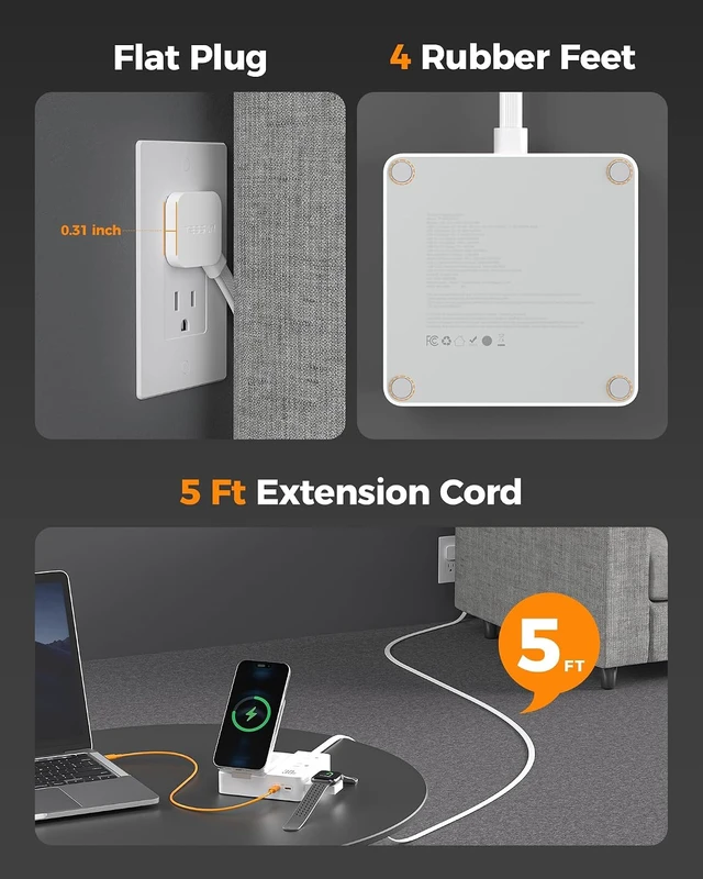 Alt view image 6 of 7 - Magic 30W Charging Station USB Phone Charger with Wireless Charging