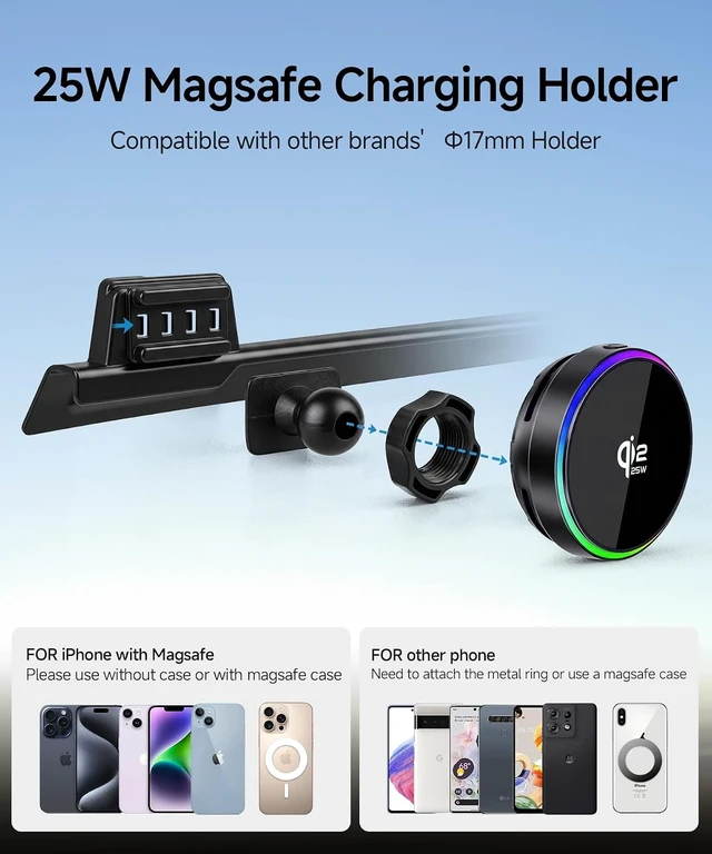 Alt view image 6 of 7 - Qi2.2 25W Wireless Charger Car Phone Mount for Chevrolet Silverado / Sierra