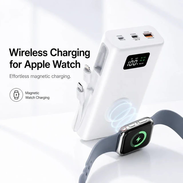 Alt view image 4 of 7 - 20000mAh Portable Charger with Watch Charger, 45W PD Power Bank