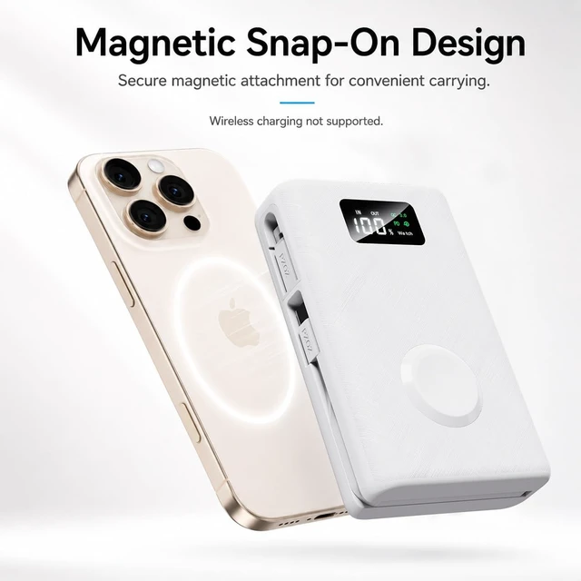 Alt view image 5 of 7 - 20000mAh Portable Charger with Watch Charger, 45W PD Power Bank