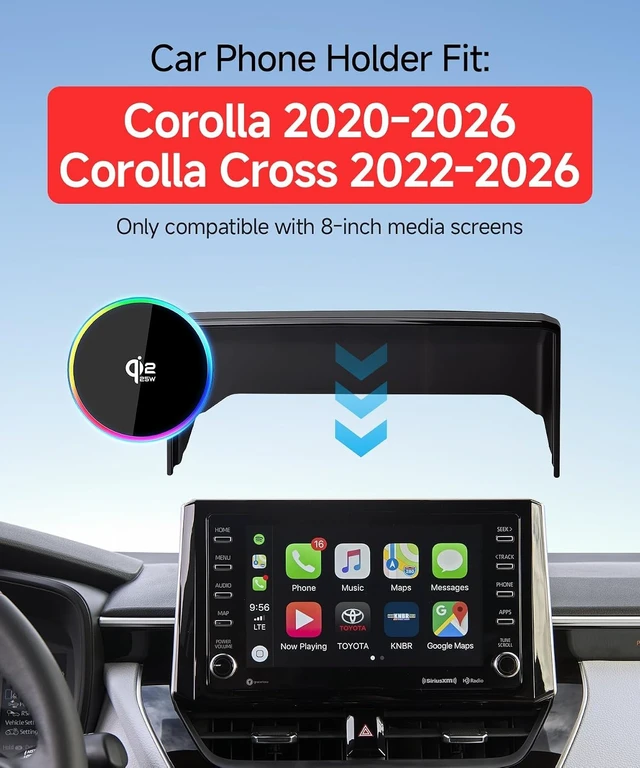 Alt view image 2 of 7 - Qi2.2 25W Wireless Charger Car Phone Mount for Toyota Corolla 2020-2026