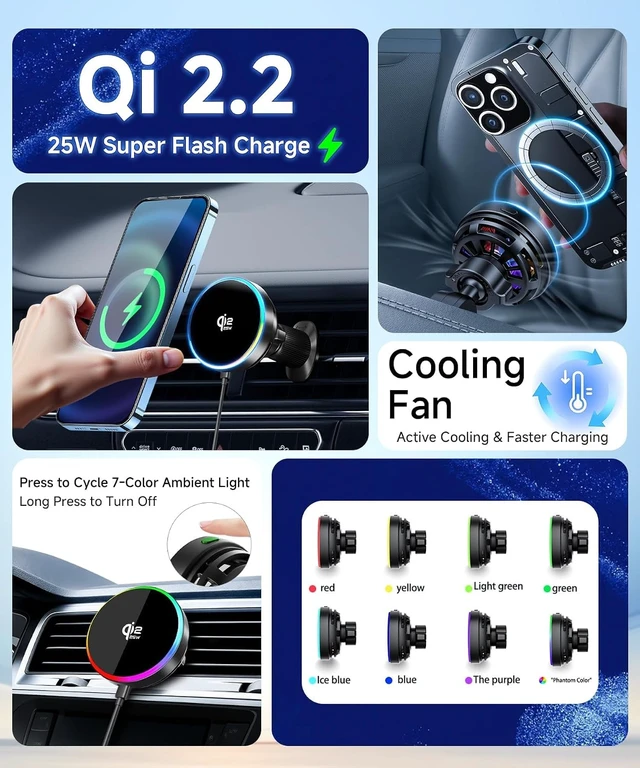 Alt view image 4 of 7 - Qi2.2 25W Wireless Charger Car Phone Mount for Toyota Corolla 2020-2026