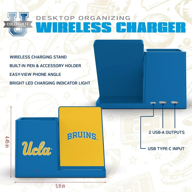 Alt view image 4 of 7 - NCAA Unisex Cell Phone Wireless Charging Stand and Desktop Organizer