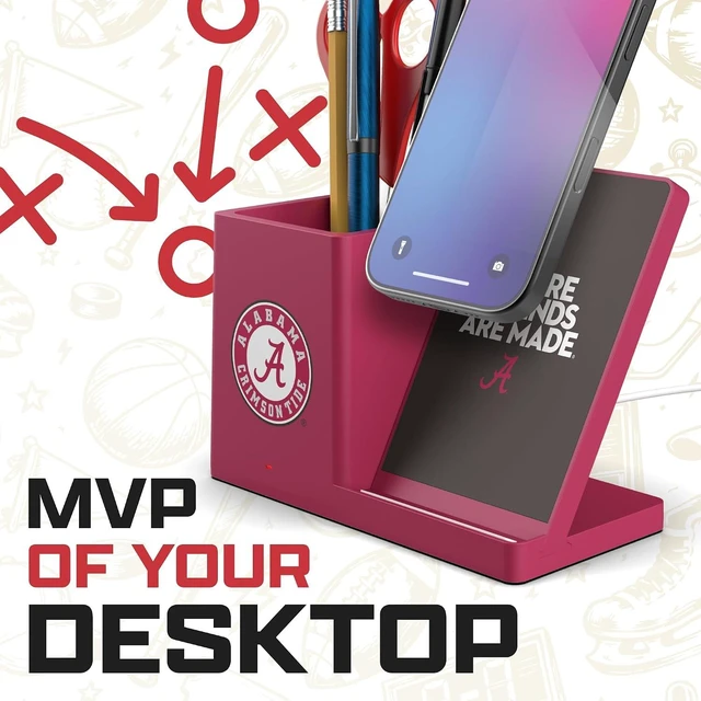 Alt view image 5 of 7 - NCAA Unisex Cell Phone Wireless Charging Stand and Desktop Organizer