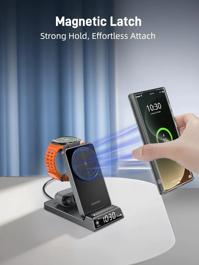 Alt view image 3 of 7 - Magnetic Wireless Charger for , Nightstand Travel Android Charger