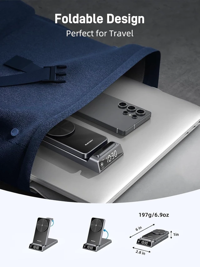 Alt view image 4 of 7 - Magnetic Wireless Charger for , Nightstand Travel Android Charger