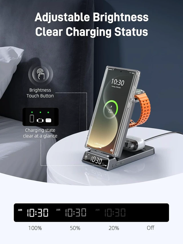 Alt view image 6 of 7 - Magnetic Wireless Charger for , Nightstand Travel Android Charger