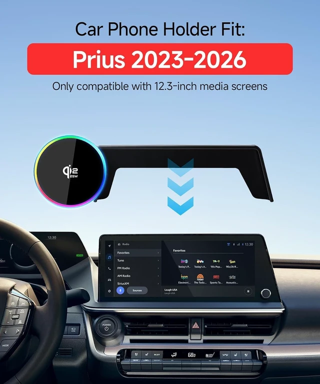 Alt view image 2 of 7 - Qi2.2 25W Wireless Charger Car Phone Mount for Toyota Prius 2023-2026