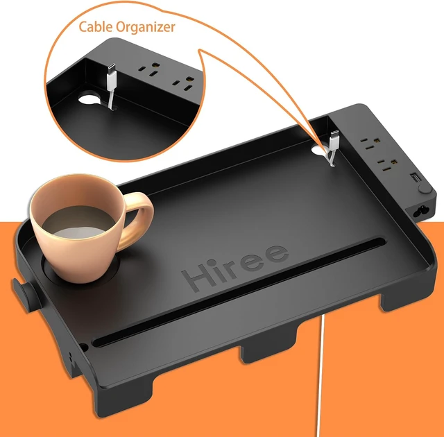 Alt view image 6 of 7 - Bedside Shelf for Dorm Bunk Bed with USB Charging Port and 2 AC Outlets, Bedside Caddy, Attachable Bedside Table, College Dorm Essential Clip On Bedside Tray, Bunk Bed Accessories, Bedroom Furniture