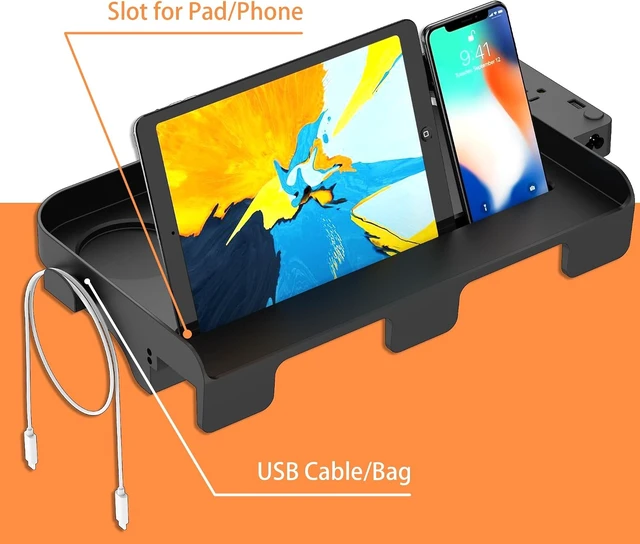 Alt view image 7 of 7 - Bedside Shelf for Dorm Bunk Bed with USB Charging Port and 2 AC Outlets, Bedside Caddy, Attachable Bedside Table, College Dorm Essential Clip On Bedside Tray, Bunk Bed Accessories, Bedroom Furniture