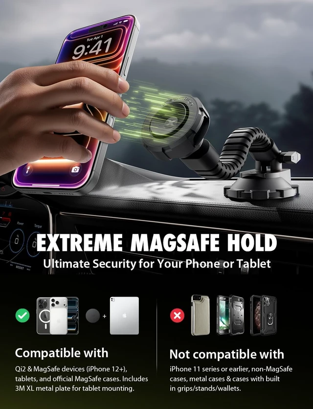 Alt view image 2 of 7 - MagAlign X Pro Truck Phone Mount for MagSafe, Heavy Duty
