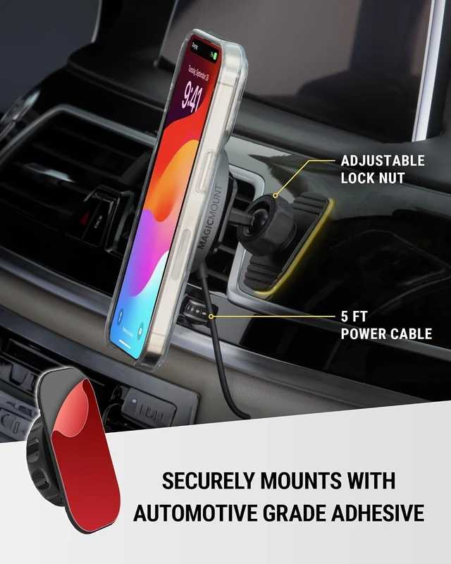 Alt view image 3 of 6 - MPQMD-SP MagicMount Charge Pro Qi2 Fast Wireless Charging MagSafe Car Mount Charger, 15W Magnetic Cell Phone Holder for Car Dashboard Compatible with iPhone 16/15/14/13/12 Pro Max Plus, S25