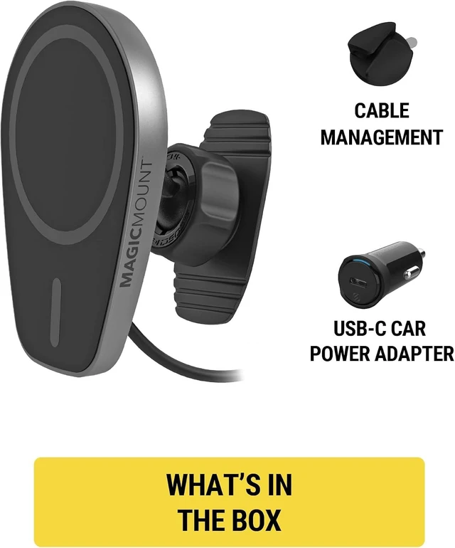 Alt view image 5 of 6 - MPQMD-SP MagicMount Charge Pro Qi2 Fast Wireless Charging MagSafe Car Mount Charger, 15W Magnetic Cell Phone Holder for Car Dashboard Compatible with iPhone 16/15/14/13/12 Pro Max Plus, S25