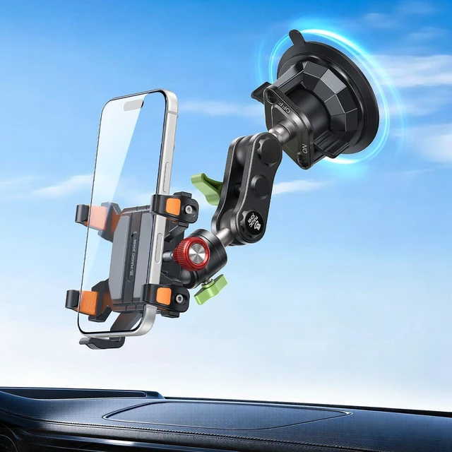 Main image of Metal Car Phone Holder 360° Rotation Suction Mount Windshield