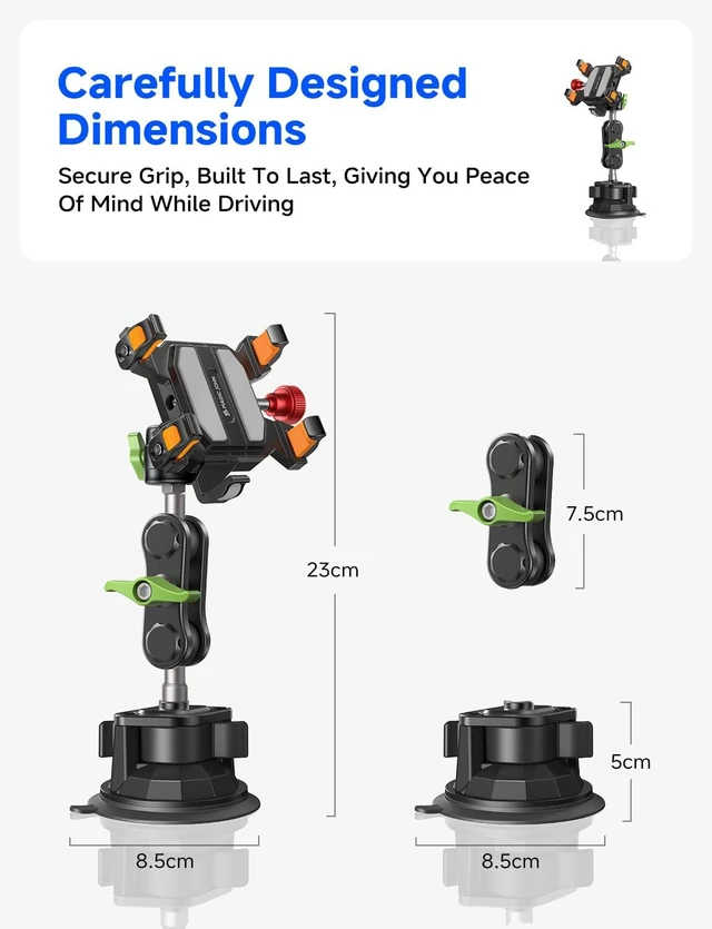 Alt view image 2 of 7 - Metal Car Phone Holder 360° Rotation Suction Mount Windshield